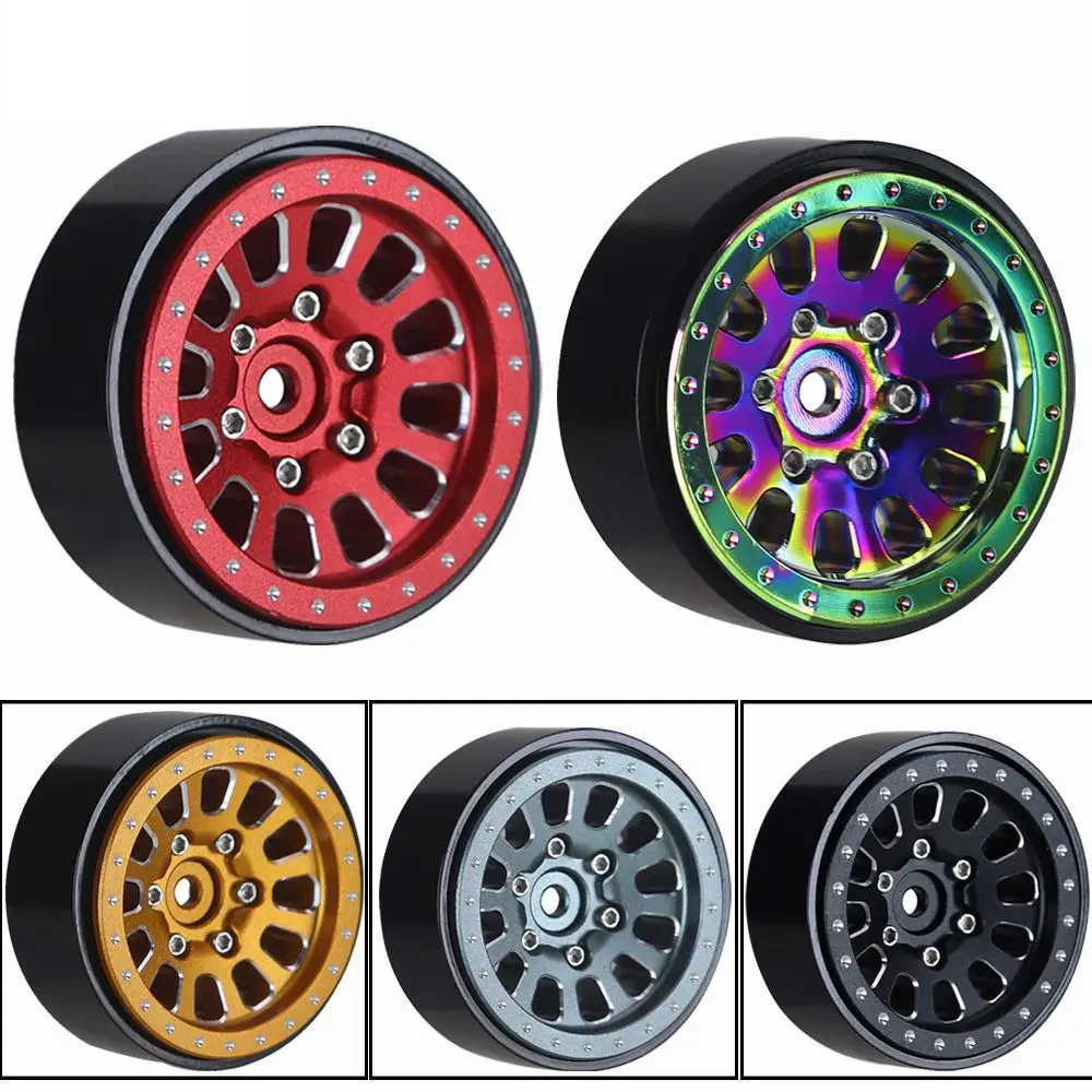 

4pcs 1.3 Inch Brass+aluminum Alloy Beadlock Wheel Rim Wheel Hub For 1/24 Fms24 Axial Scx24 1/18 Rc Crawler Car Tra/xas Trx4m