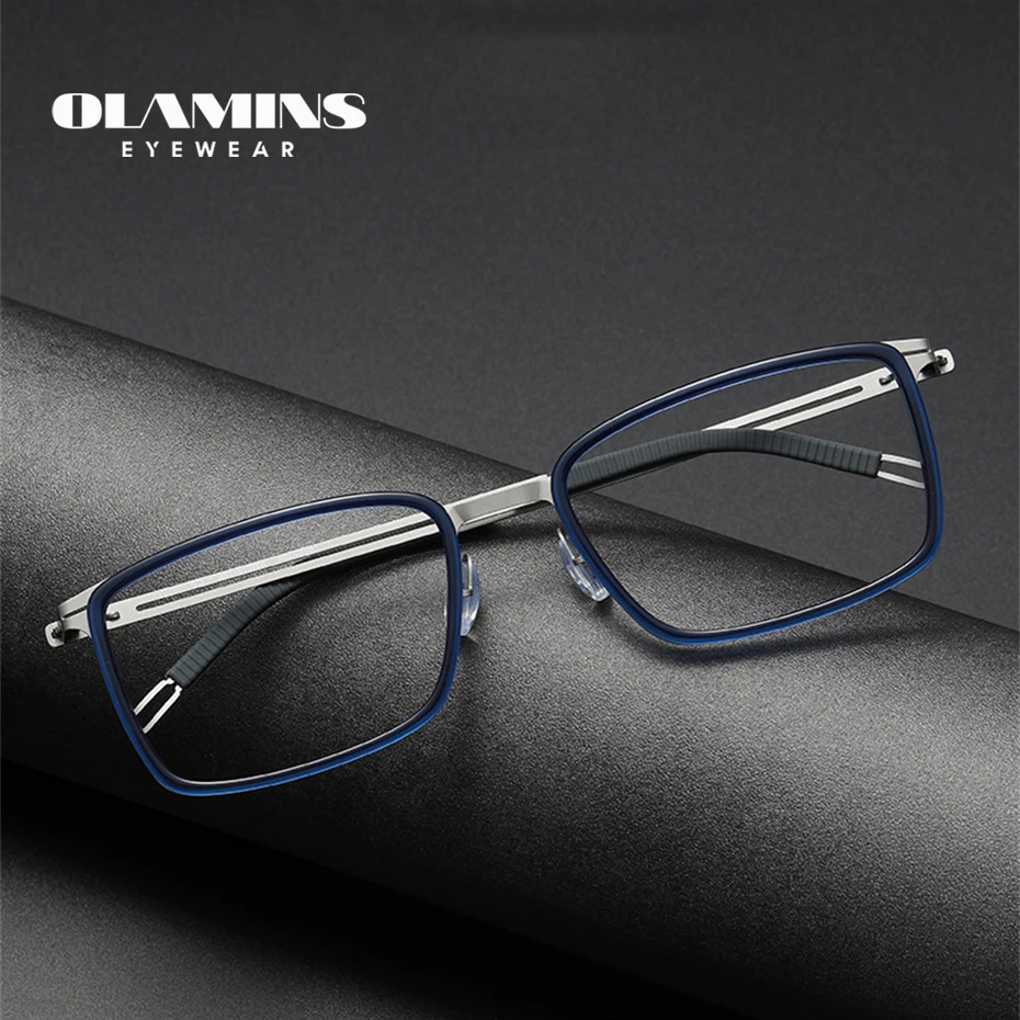 

OLAMINS Retro Businessman Square Titanium Frame Reading Glasses Prescription Eyeglasses Eyewear Frame New Arrival