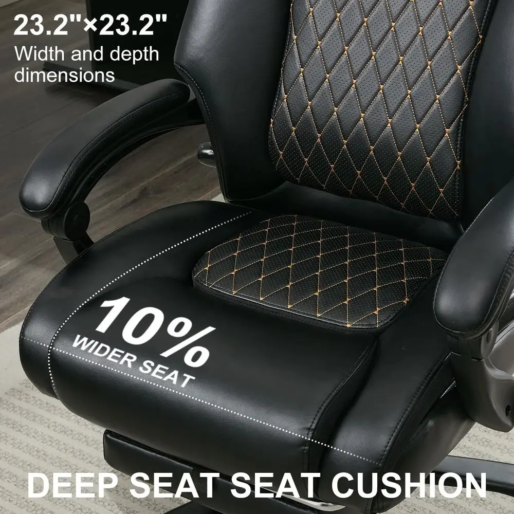 كرسي مكتب مريح مع مسند للقدمين، كرسي ألعاب جلدي للمنزل وغرفة النوم، كبير وطويل، مساند للذراعين مبطنة، مسند للرأس