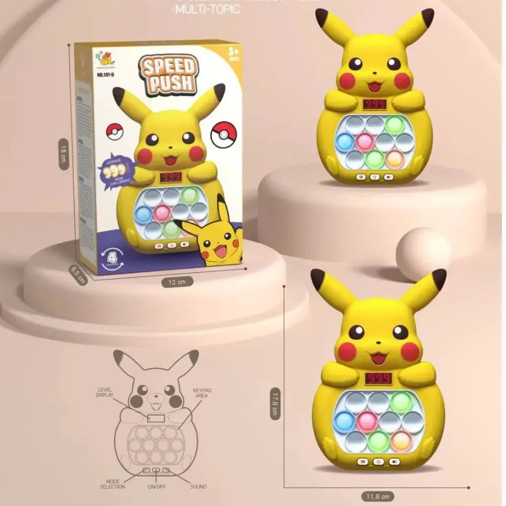 Pokemon Pikachu Stitch Quick Push Game Console Stress Toys Puzzle Game Machine Party Electronic Sound Finger Hamster  Gifts