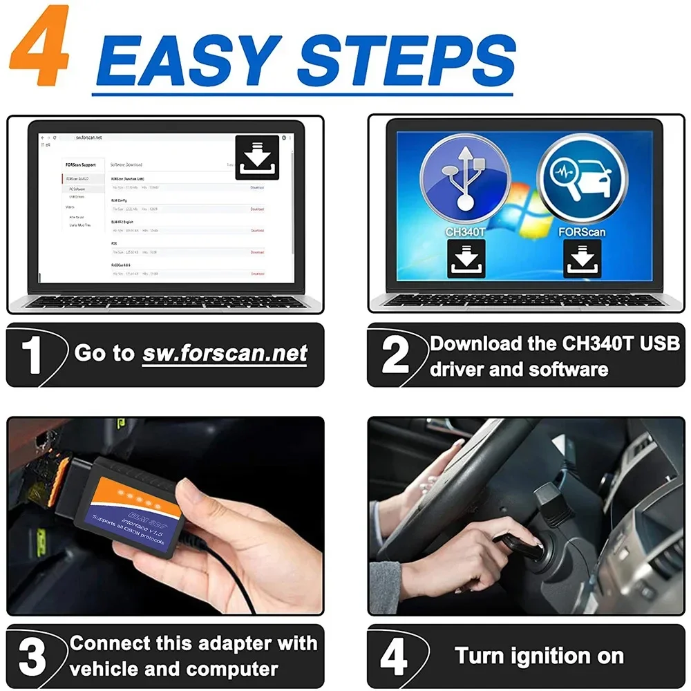 Elm327 USB OBD2 Cable Change With Switch Ford Tiggo Brush Hidden HS/MS Switch Car Detector OBD16P Connector to USB 4PIN wire