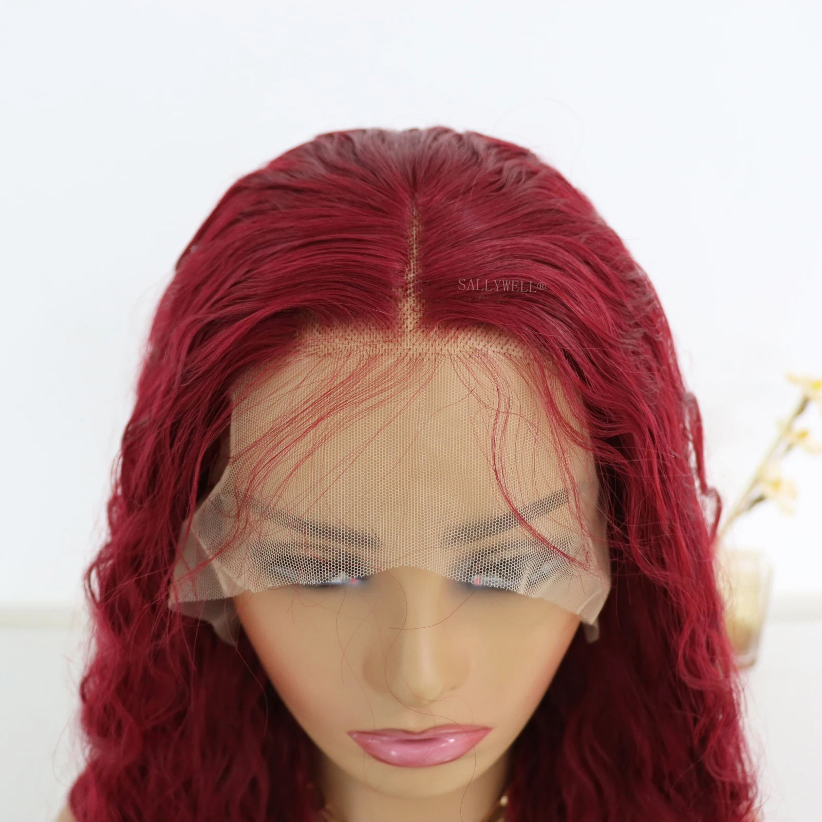 Red Lace Front Wigs Wet and Wavy Lace Front Wigs Wine Red Curly Wig Glueless Lace Front Wig Baby Hair Natural Hairline For Women