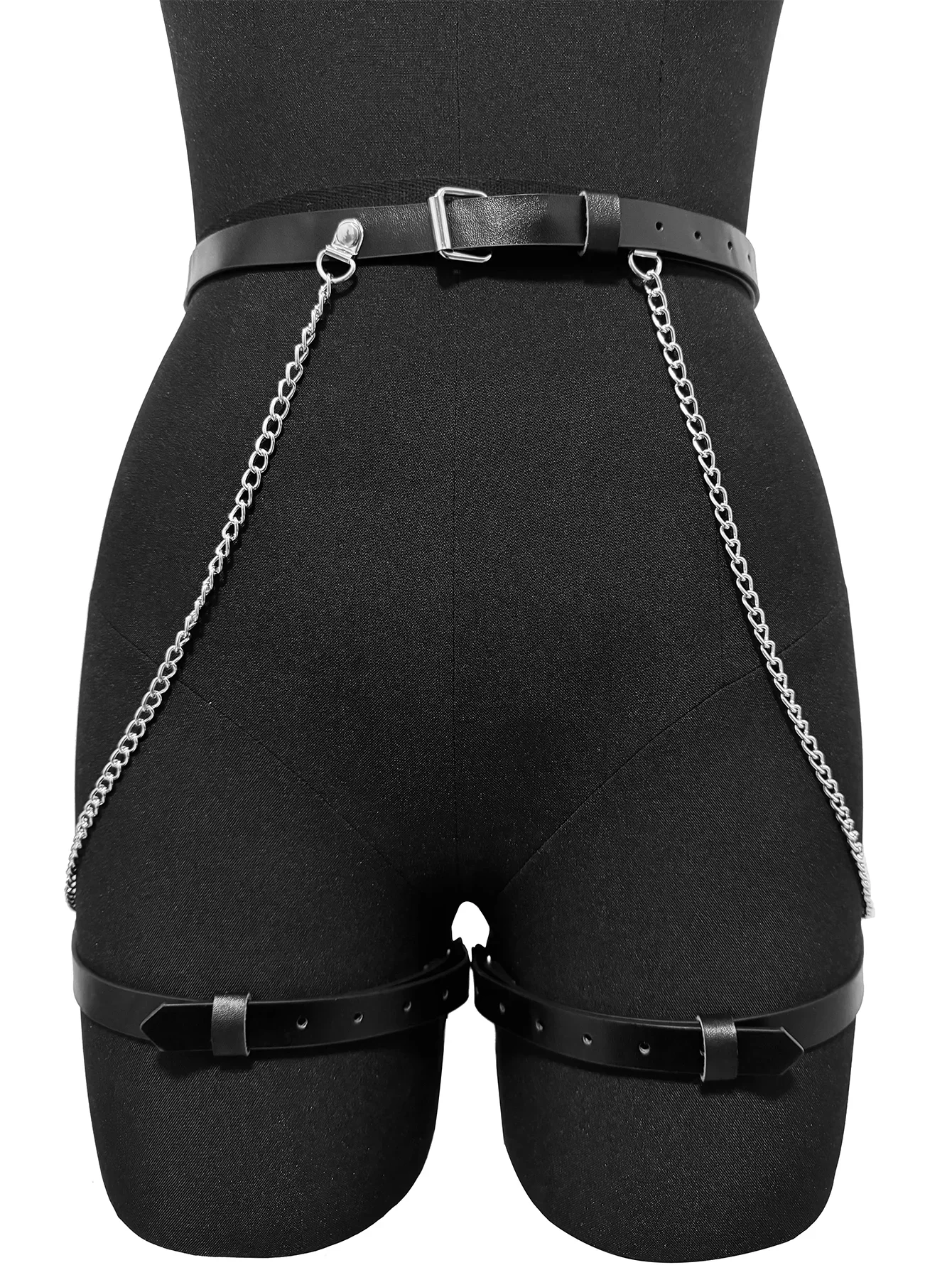 النساء بولي Leather جلد الجسم عبودية الحمالة مثير المثيرة ينغيرييس قابل للتعديل الوثن سلسلة الخصر الفرقة الملابس الغريبة والاكسسوارات