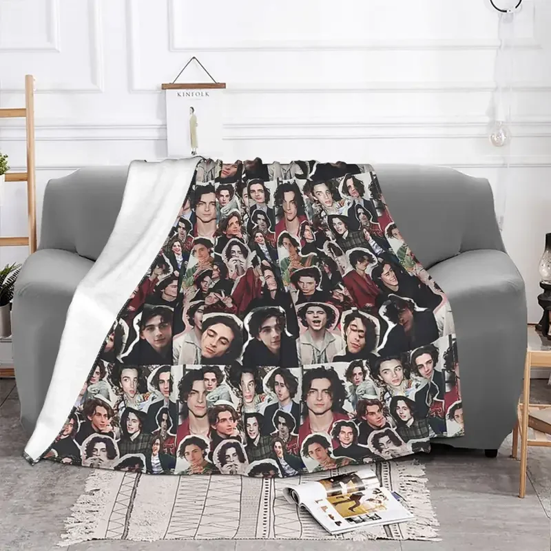 Timothee Chalamet Collage Edit Blanket Fleece Summer Breathable Lightweight Throw Blankets for Bed Couch Bedding Throws