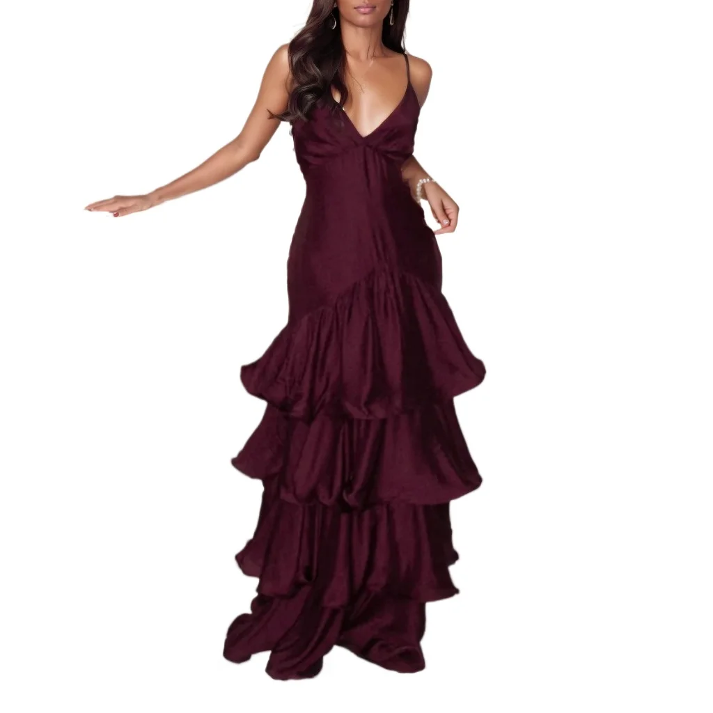 

ade new cross-border women's clothing I French deep V tube top waist dress suspender cake dress