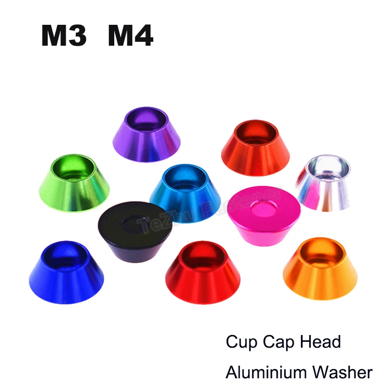 

5/10Pcs M3 M4 Anodized Aluminum Cap Cup Metal Washers Cylindrical Head Hexagon Socket Bolt Screw Gaskets for RC Model Airplane