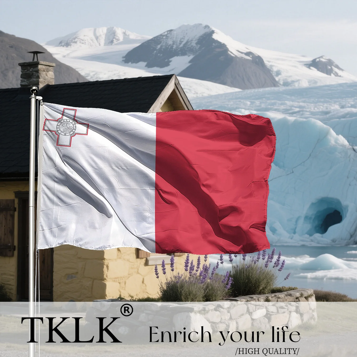 قطعة واحدة من علم مالطا - لافتة مالطية من البوليستر المتين، ألوان نابضة بالحياة مقاومة للبهتان بالأشعة فوق البنفسجية، علم وطني لديكور العرض الوطني