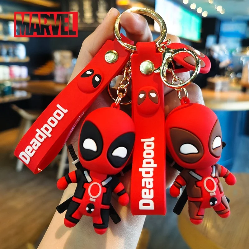 

Disney Marvel Deadpool Keychain Cartoon Iron Man Spider-Man Action Anime Figures Cute Backpack Pendant Ornaments Children Gifts