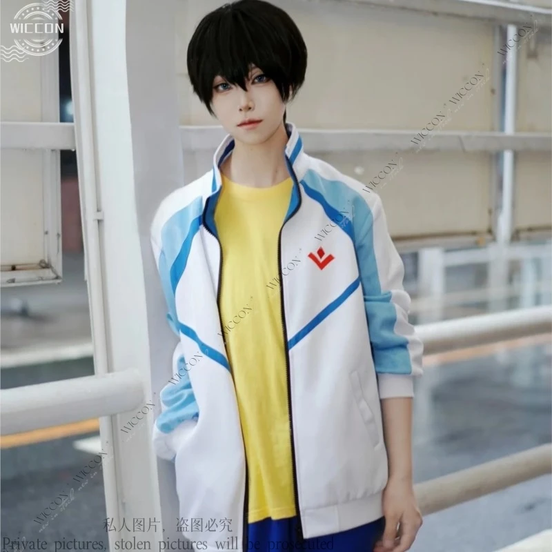 Nanase Haruka Costume Cosplay Parrucca Cappotto Pantaloni Gratis! Cos Iwatobi Swim Club Abito quotidiano Festa Donna Uomo Halloween Comic-Con