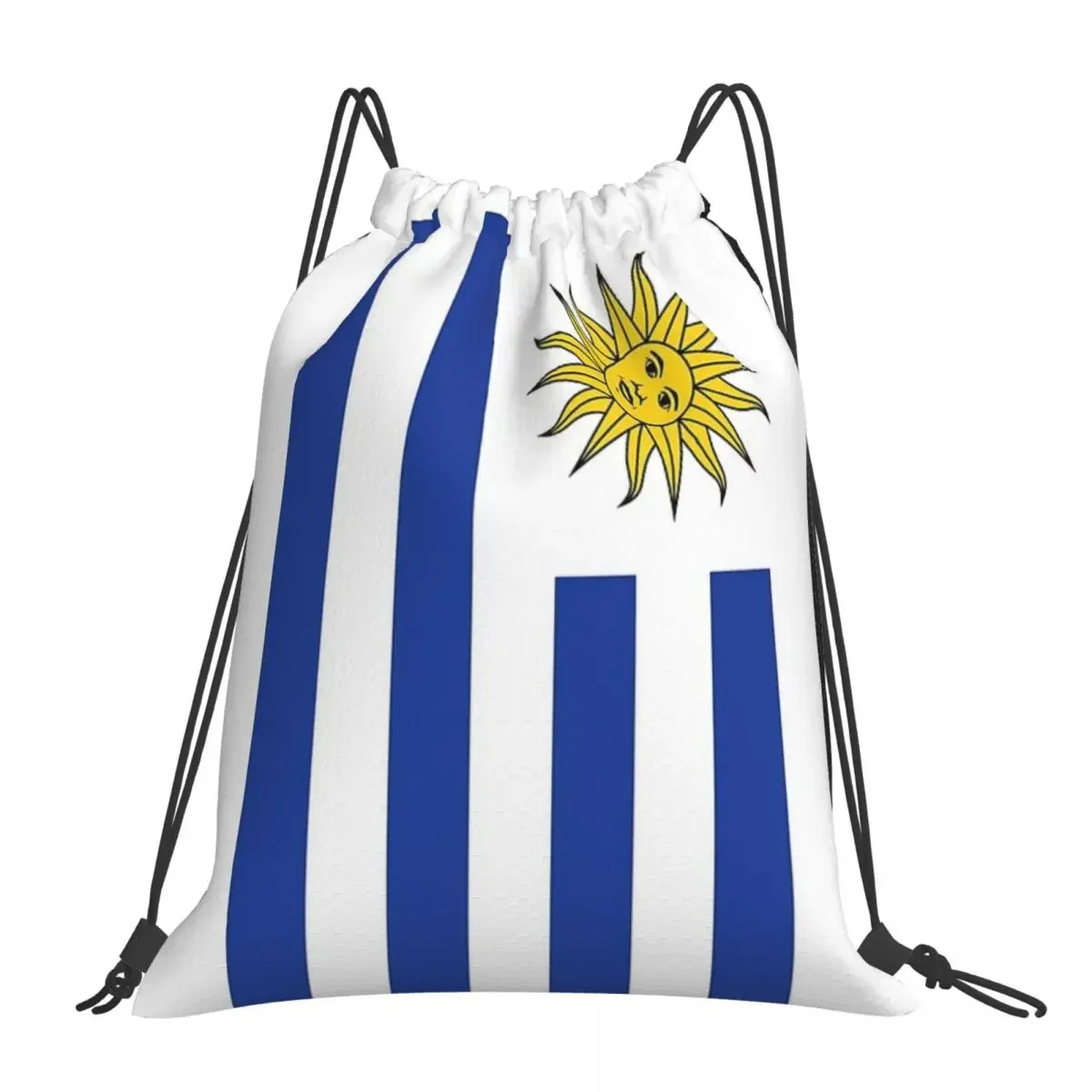 Uruguay Flag Banner Backpacks Multi-function Portable Drawstring Bags Drawstring Bundle Pocket Sports Bag BookBag Travel School