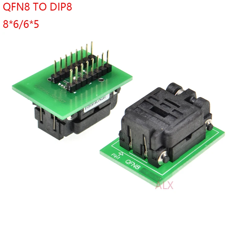 1pcs Qfn8 Wson8 Dfn8 Mlf8 To Dip8 Programmer Adapter Socket Converter Test Chip Ic For 1.27mm Pitch 8x6mm 6x5mm Spi Flash Qfn-8