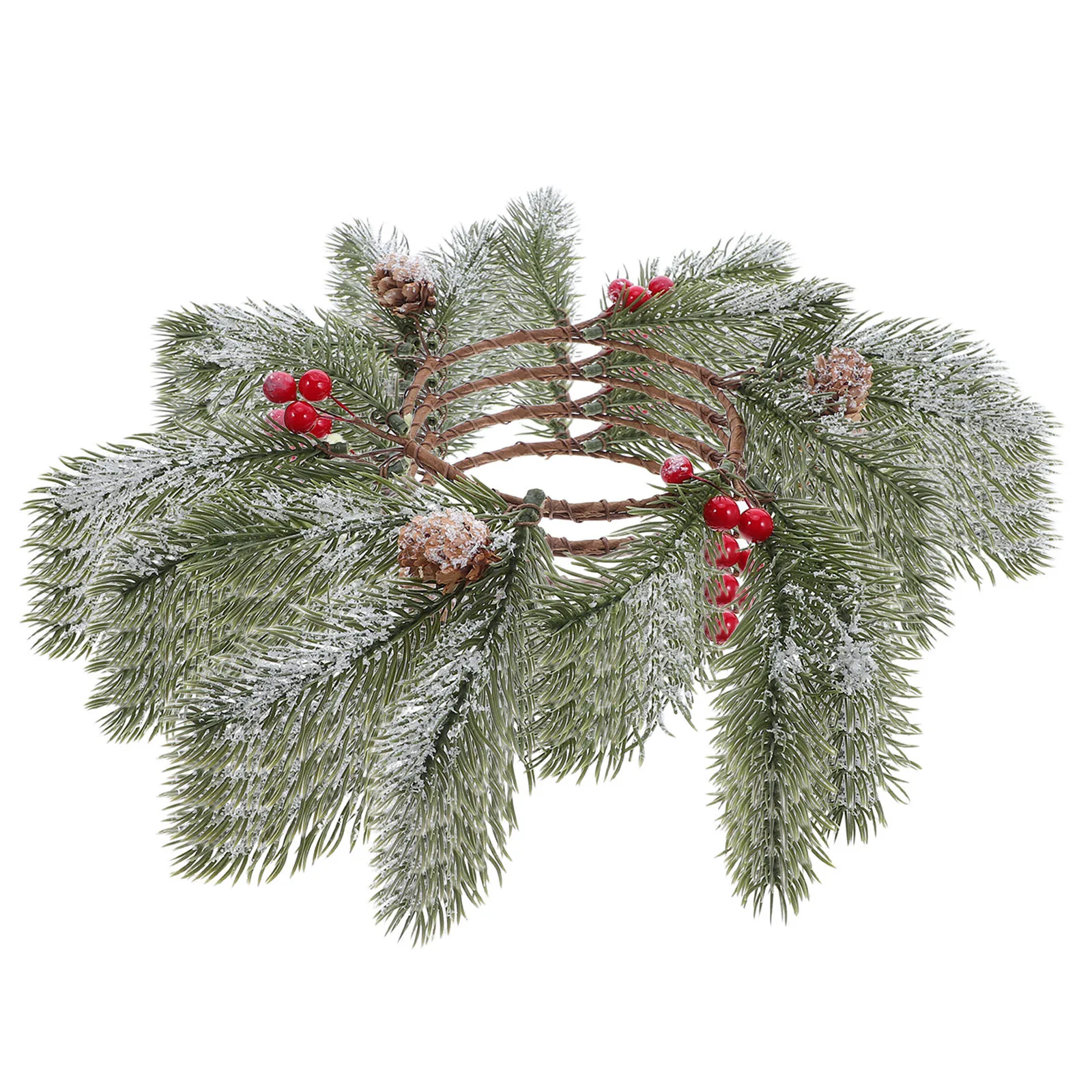 

4Pcs Artificial Christmas Wreath Rustic Holiday Holder Ring Table Centerpiece Decor for Windows Cabinets Indoor