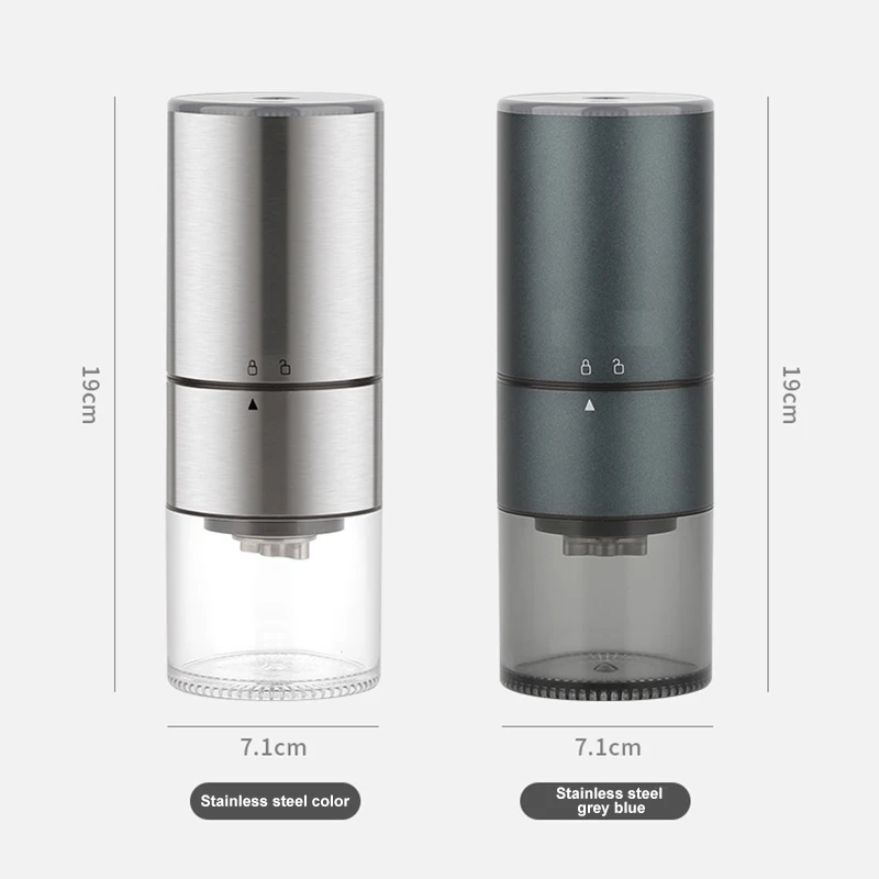 

Customized Professional Electric Portable USB Rechargeable Stainless Steel Conical Burr Coffee Grinder Electronic Touch Car