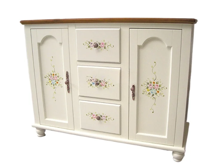 Idyllic Hand Painted Furniture Painted Sideboard Storage Cabinet Country Multi-Functional Storage Cabinet Solid Wood