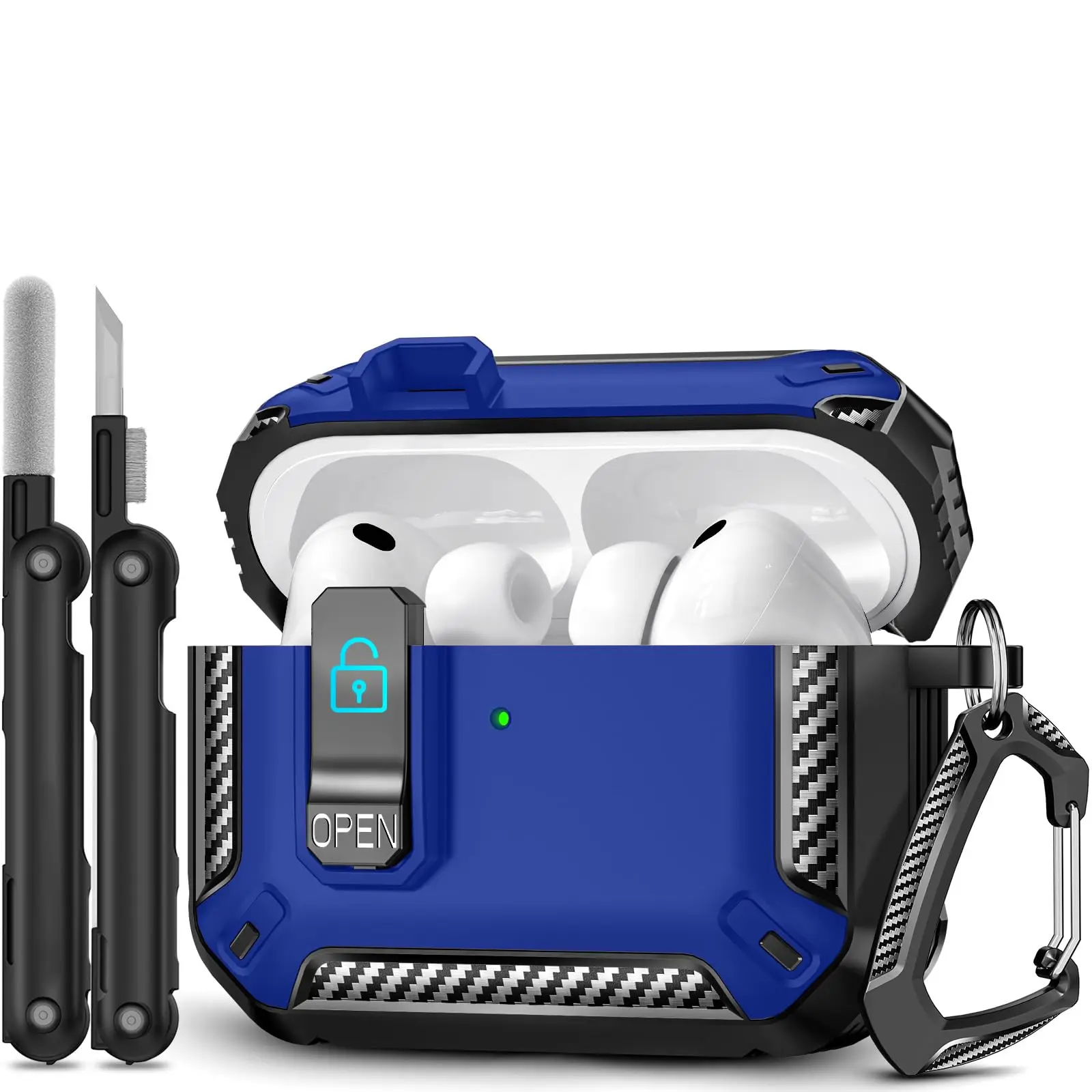 حافظة AirPod Pro 3 (2025 جديدة) غطاء حماية قوي من السقوط مع مجموعة تنظيف وسلسلة مفاتيح لحافظات Air Pods Pro 3 الآمنة