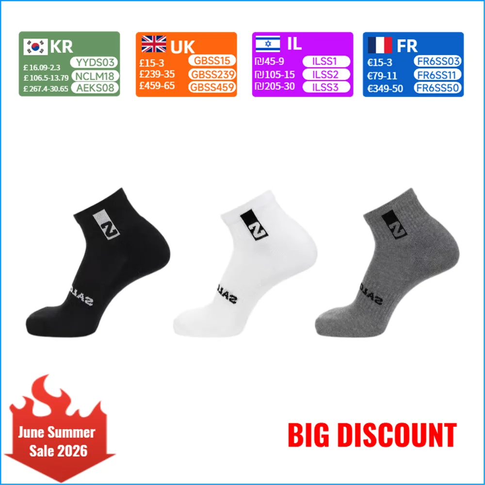

SALOMON EVERYDAY ANKLE Solid-Color Active Breathable Soft Logo Socks - Comfortable Unisex 3-Pack LC2086700