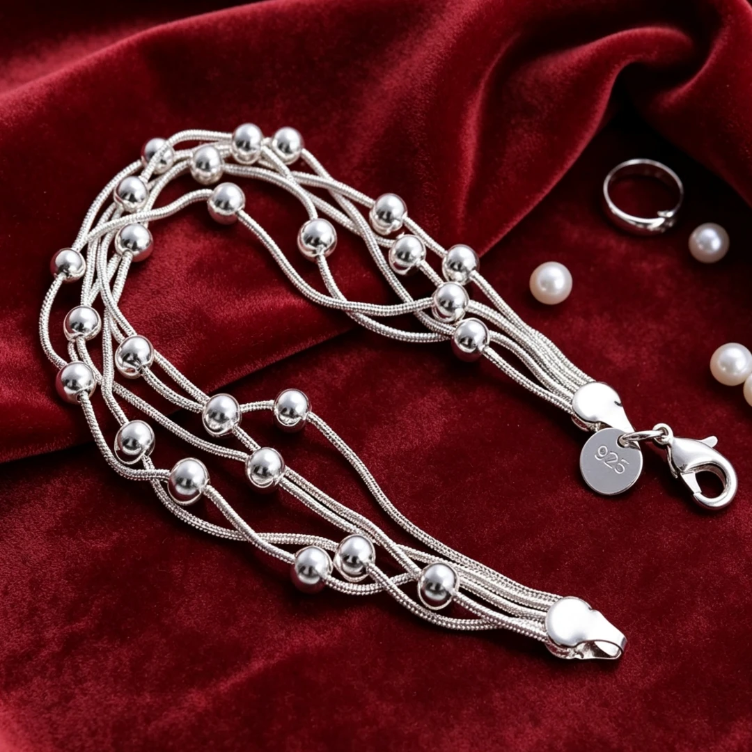 Korean fashion 925 Sterling silver Pretty five line beads Bracelets for woman Affordable jewelry Wedding party Christmas gifts