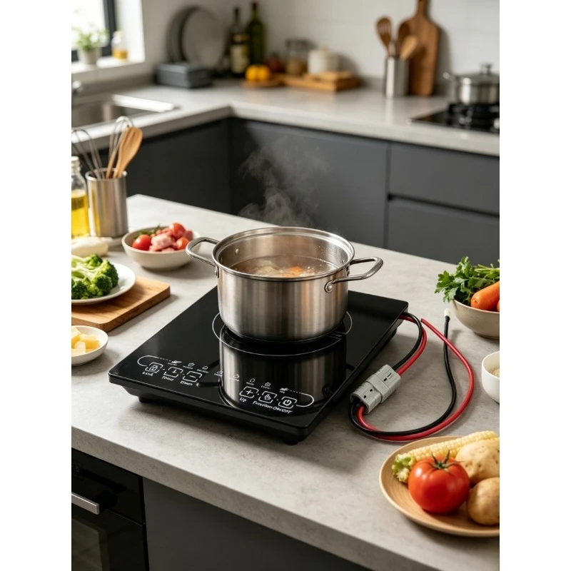 DC24V 48V Solar Induction Cooker Portable Single Hot Pot Cooking Stove Outdoor Home Cooktop