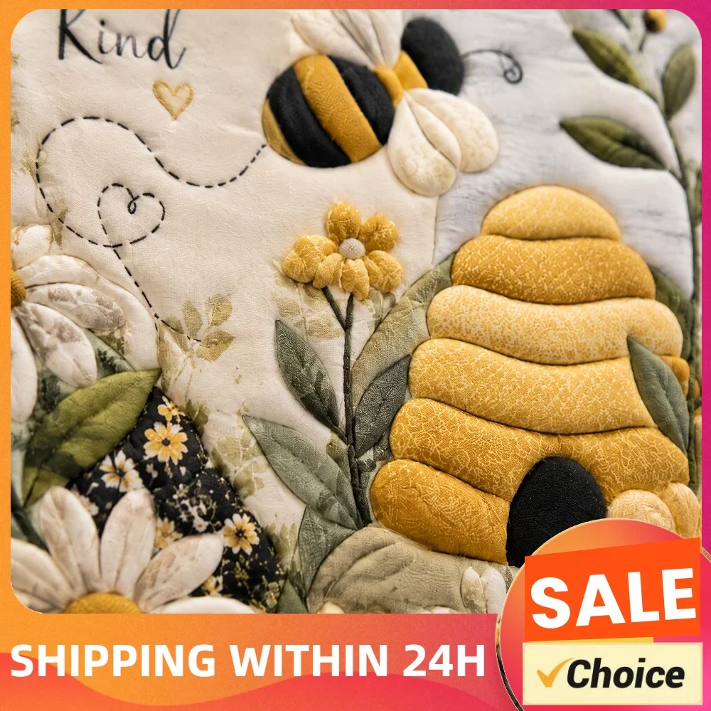 Bee Themed DIY Fabric Art Kit with Frame & Tools Fabric Mosaic Wall Art Craft Set Handmade No-Sew Fabric Poke Art Kit Home Decor