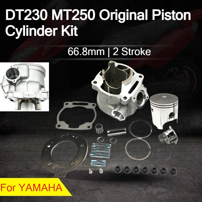 

Motorcycle 2 Stroke Cylinder Kit 66.8mm Cylinder Block Piston Gasket Piston Ring For YAMAHA DT230 Loncin MT250 TSE250R KEWS KAYO