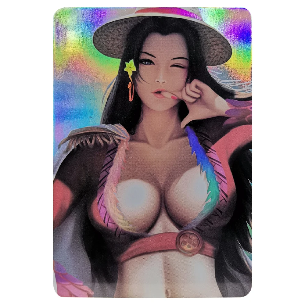 4 Styles Diy Self Made Nami Hancock Tifa Angewomon Color Flash Cards ACG Kawaii Gift Toy Anime Game Collection Cards