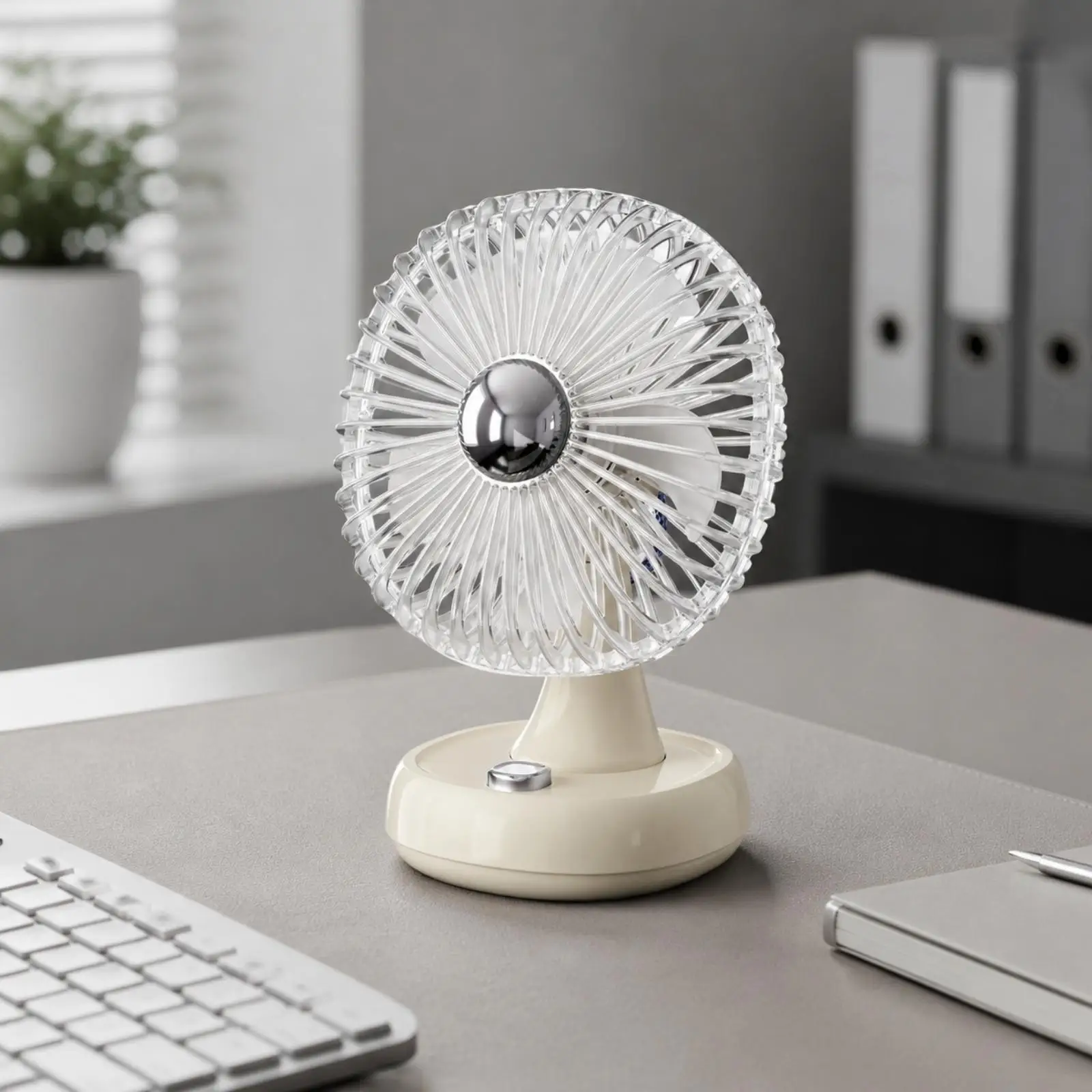 Usb Rechargeable Desktop Fan Small Portable Cooling Fan with 4 Speeds Quiet Motor for Office Work and Study Room