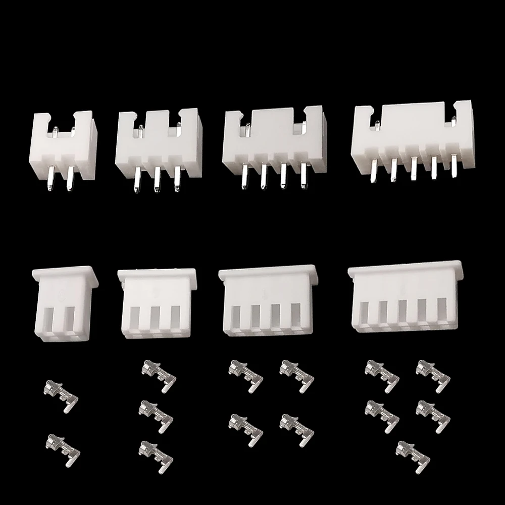 50Sets XH 2.54 Wire Connector JST 2.54mm 2P 3P 4P 5Pin Male Female Straight Pin Header + Housing + Terminals