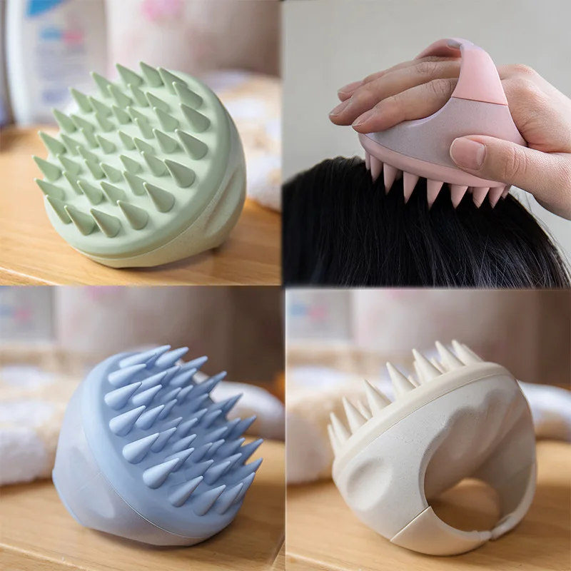 

1pc Eco-friendly Wheat Straw Silicone Bath Shower Brush Massage Comb Head Body Scalp Hairdressing Tool Soft Hair Clean Brush