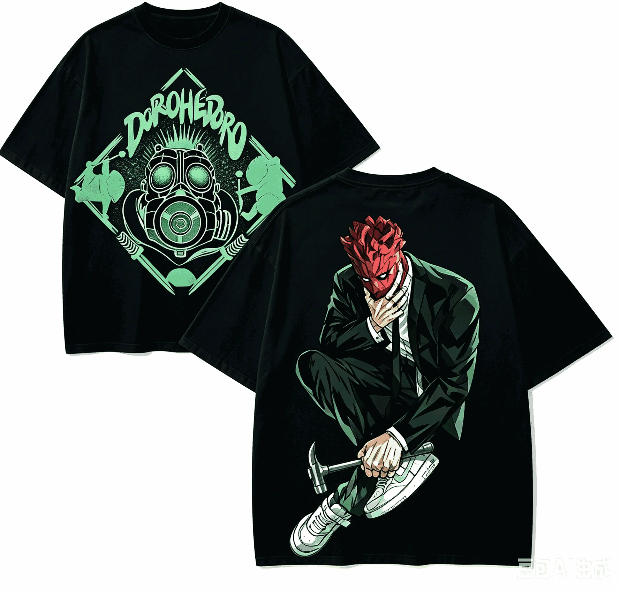 Dorohedoro Anime Men Women T-shirt Print Gas Mask Mushroom Graphic Tee Casual Loose Cotton Short Sleeve Streetwear Summer Tops