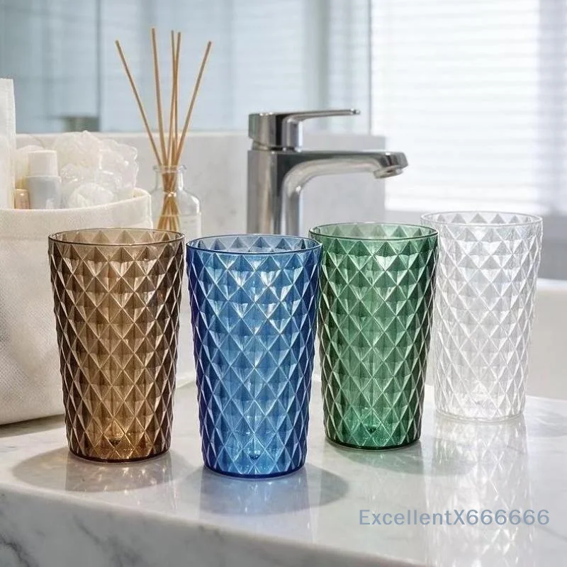Shatterproof Drop-proof Plastic Cups Large Capacity Colorful Drinking Glasses for Kids Bathroom Daily Toothbrush Use