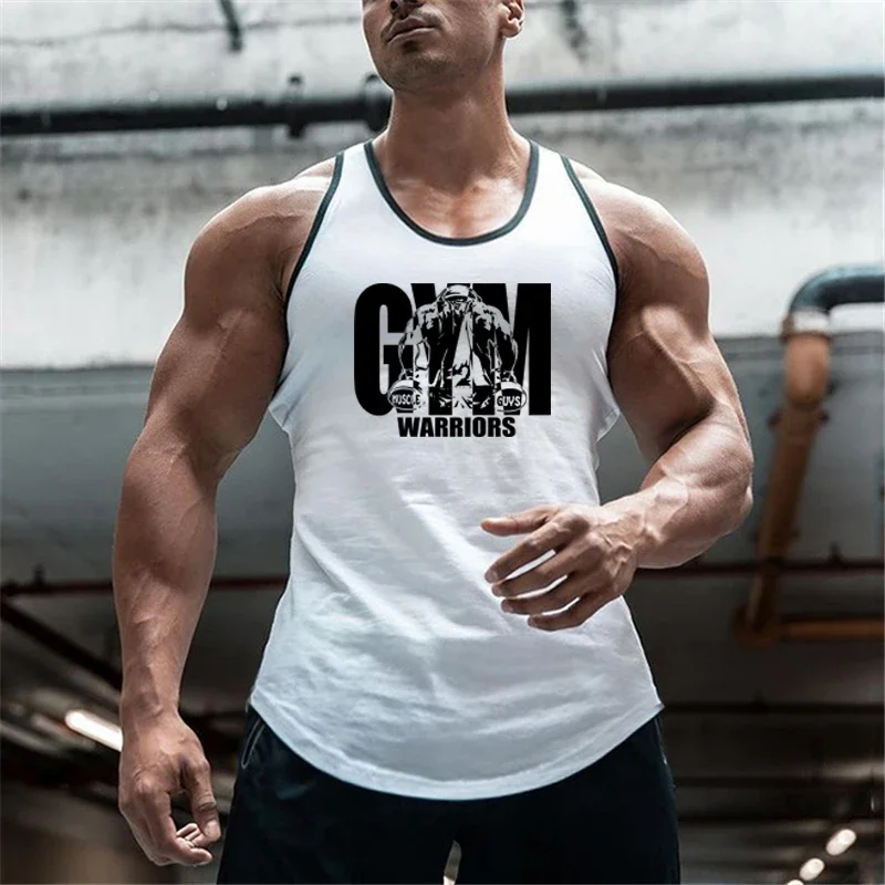 Gym Bodybuilding Workout Muscle Tank Tops Summer Cool Cotton Breathable Sleeveless T-Shirts Mens Fitness Running Sport Singlets - Image 2