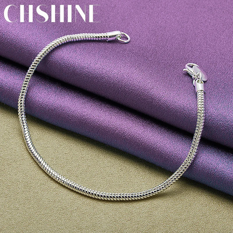 CHSHINE 925 Sterling Silver 3MM Snake Chain 6-9 inches Bracelet For Women Wedding Party Fashion Charm Jewelry