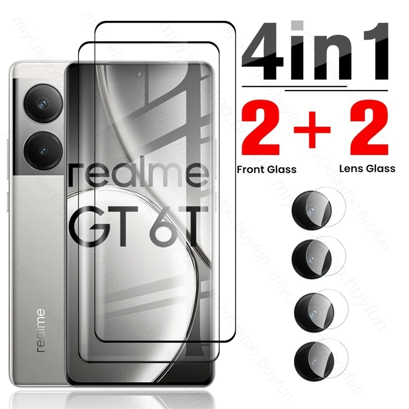 For Realme GT 6T 5G Glass 4In1 Camera Lens Screen Protector Glass Realmi GT6T GT6 T T6 RMX3853 6.78