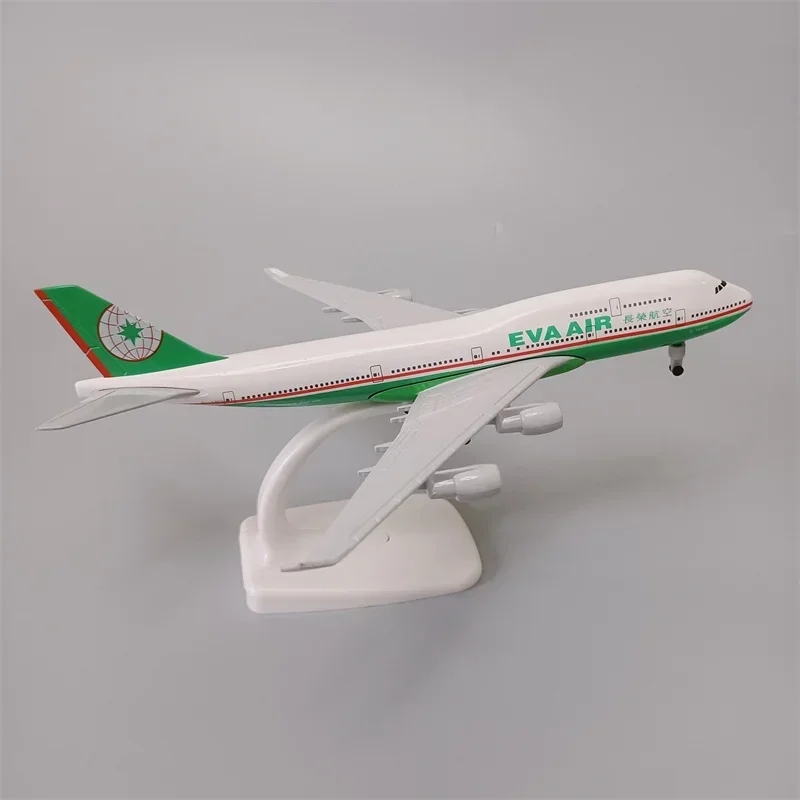 20 cm stop metalu Tajwan EVA Air Boeing 747 B747-400 Airlines Model samolotu Samolot odlewany z kołami Podwozie