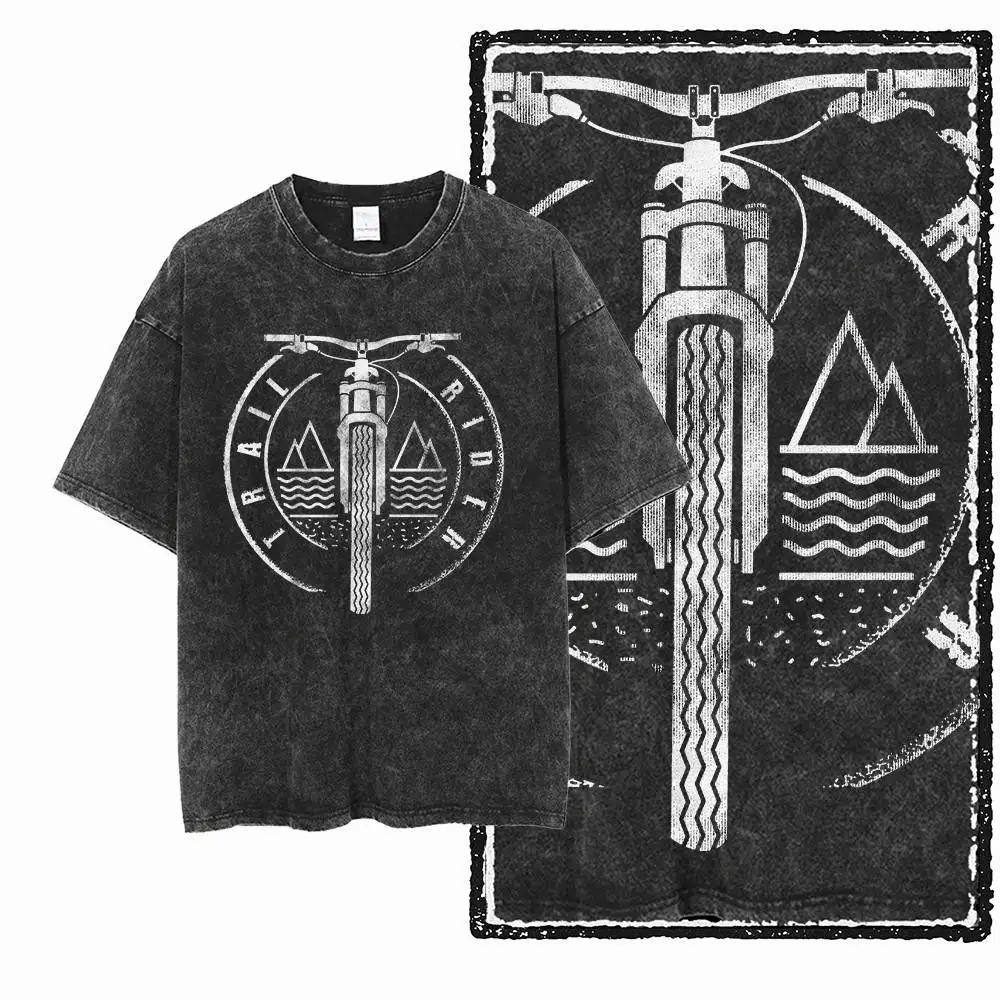 G74 Acid Washed Black Cotton Men's Vintage MTB bike Graphic T-shirt |  Streetwear Big Size Cool O-neck men's Tee Tshirt
