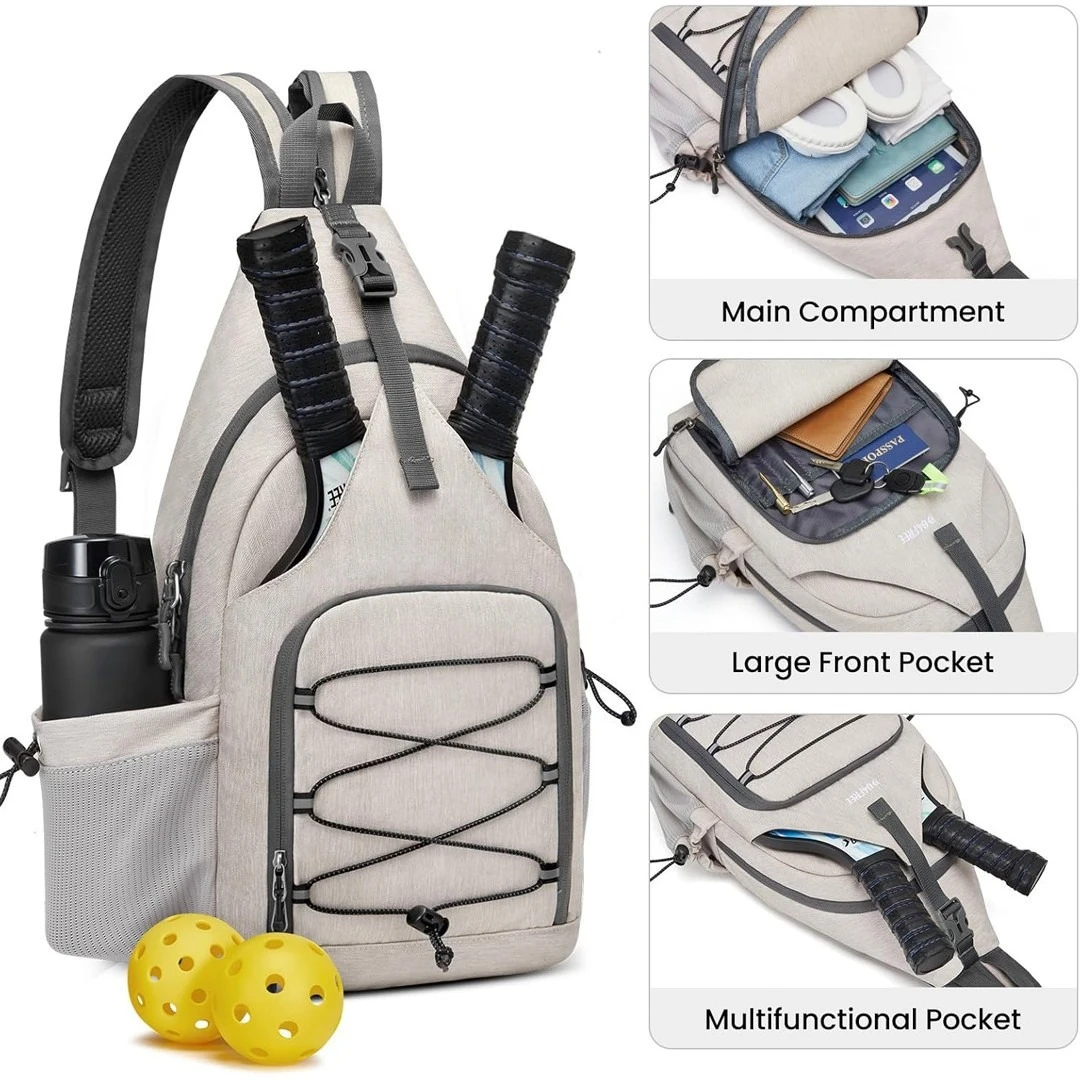 

Рюкзак для ракеток для пиклбола большой вместимости, вмещает 2 ракетки, легкая сумка для ракеток для пиклбола, регулируемая сумка для пиклбола