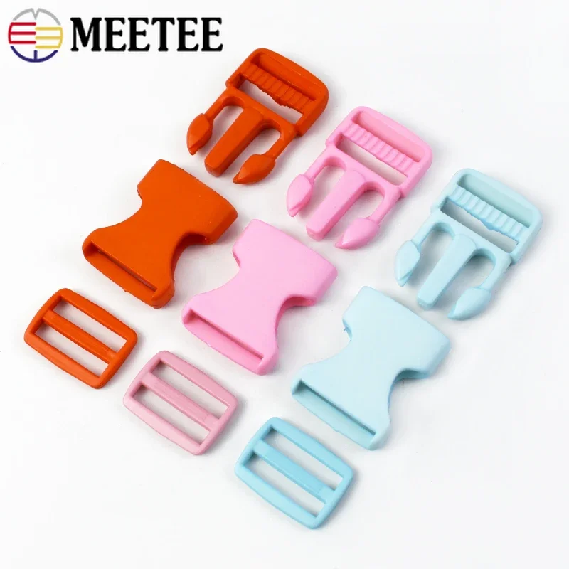 5/10/20Sets Meetee Plastic Side Release Buckle Backpack Belt Adjust Ring Clasp Webbing Tri-Glide Slider Hook Sewing Accessories