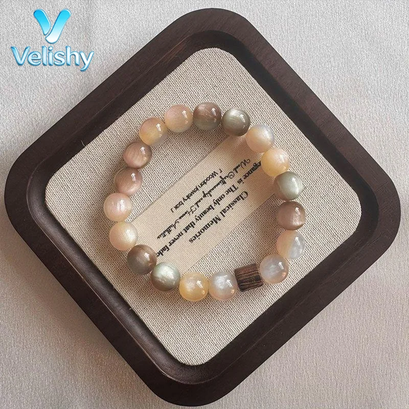 Vintage Pink Brown Beaded Bracelet Durable Non-Fading Fashion Jewelry for Women Outdoor Activity Wear Gift for Lady Friends