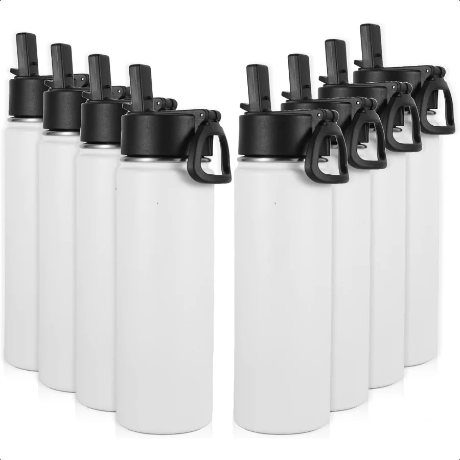 

Изолированные бутылки для воды с соломинкой, 8 упаковок, не подходят для сублимации, спортивная бутылка из нержавеющей стали на 22 унции с крышкой-ручкой Met