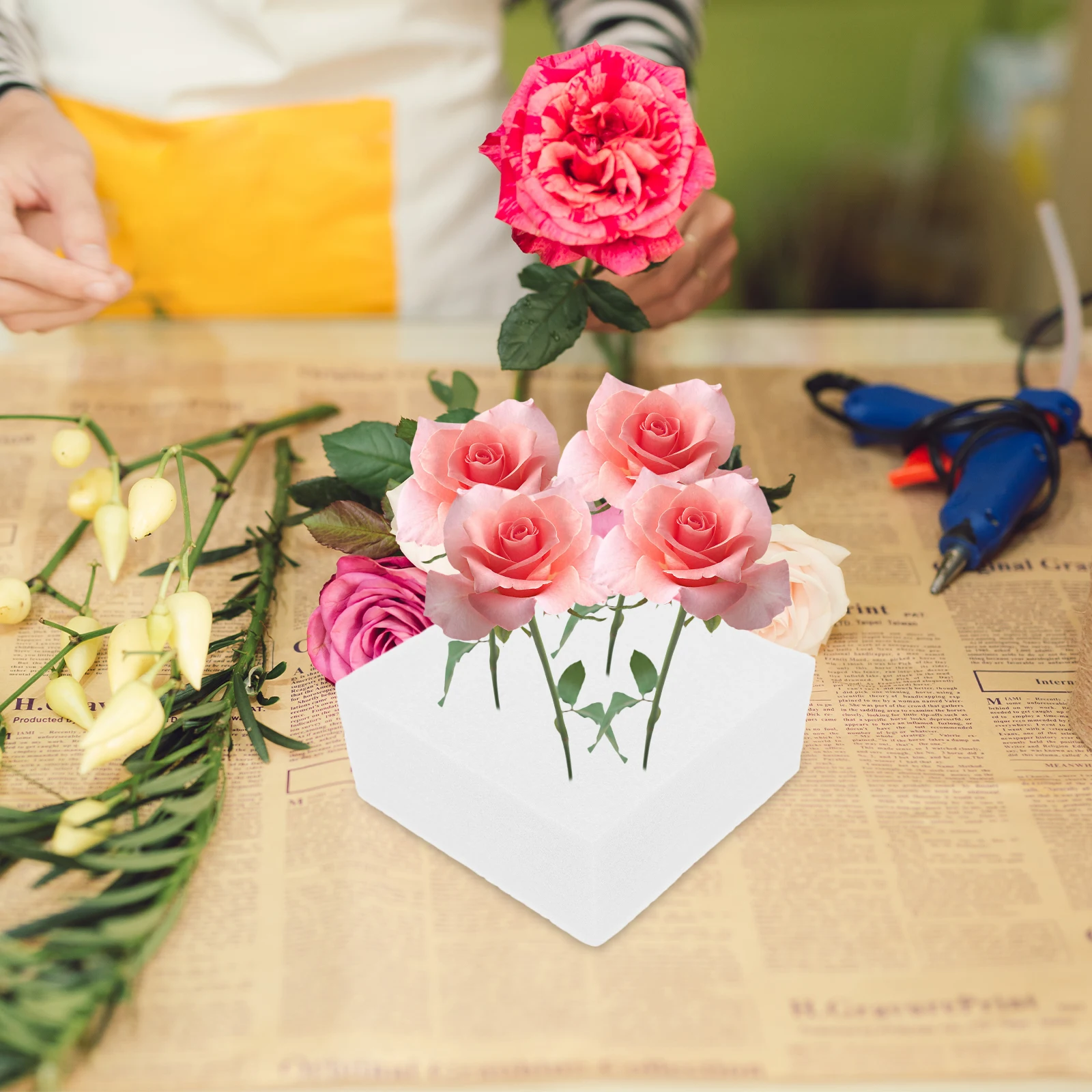 

2pcs Square Base For Flowers for Flower Arrangement Holder Craft Supplies Durable Floral Foam Blocks Plant Foam