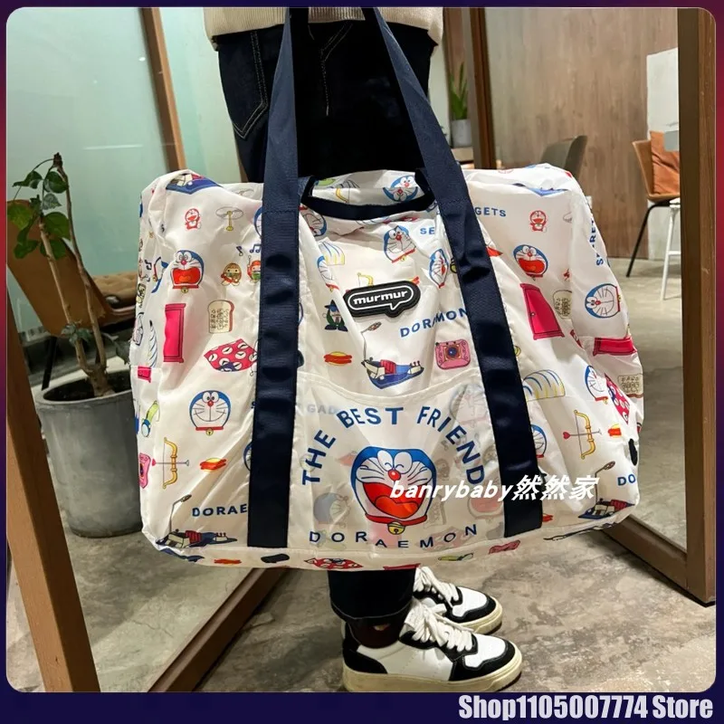 

Аниме Doraemon, сумка для хранения канцелярских принадлежностей, большая вместительная складная сумка для кемпинга, сумка для покупок, легкая упаковка для одежды, дорожная сумка