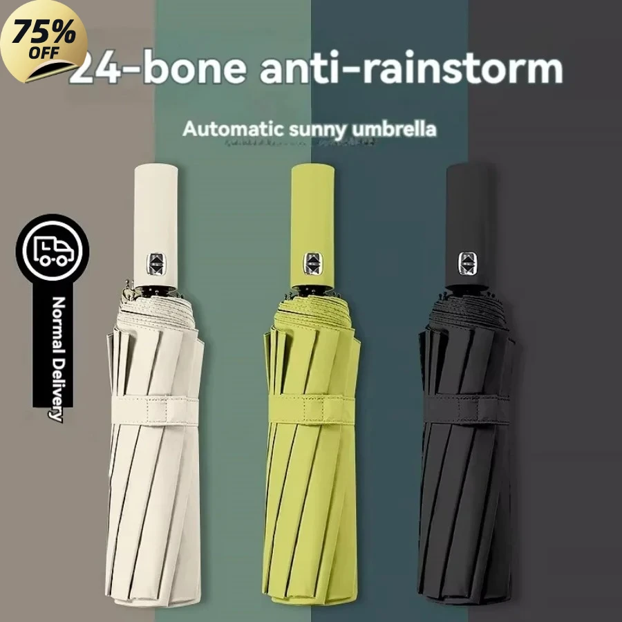 

Погодной зонт: двойной киль с 24 костями, черный клей, полностью автоматический складной, толстый прочный киль, устойчивый к ультрафиолетовому излучению, усиленный