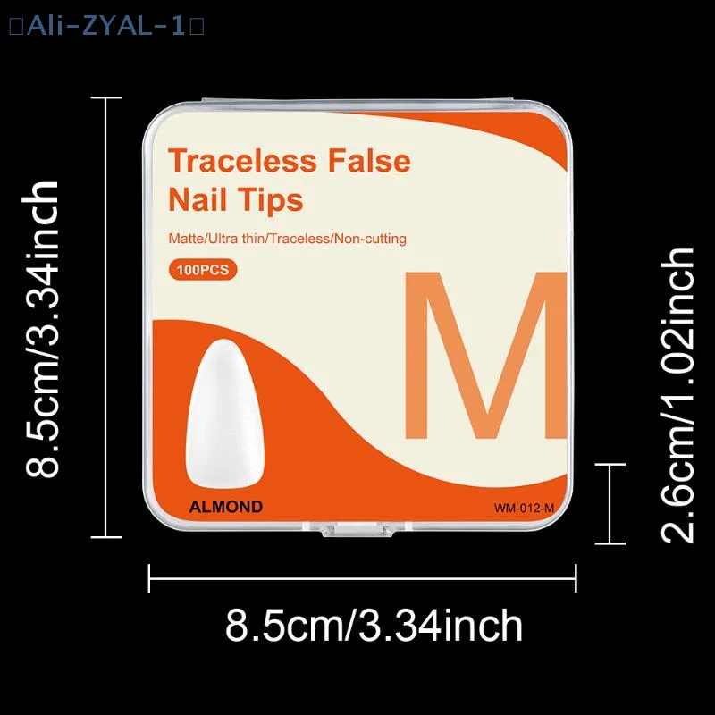 【ZYAL-1】100Pcs/box Single Size Full Cover False Nail Tips Clear Press On The Tip Nail Extension Short Trapezoid Rllipse Almond