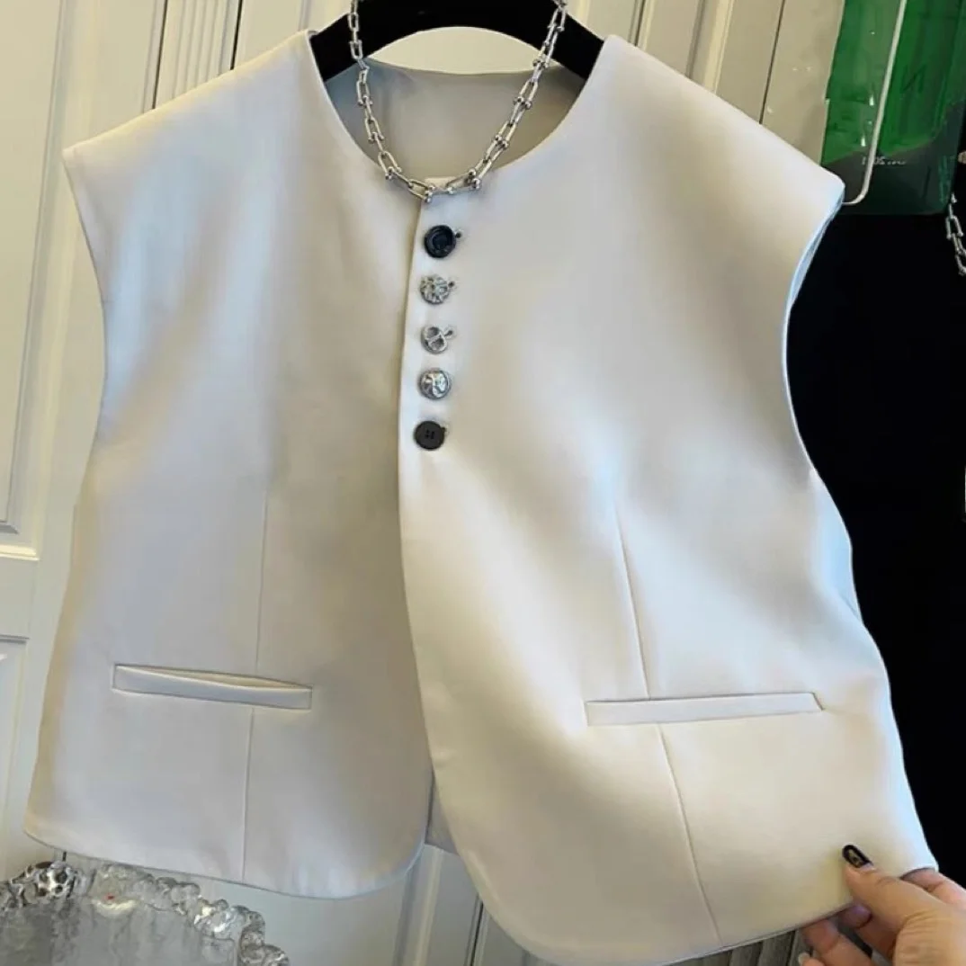 Gilet décontracté pour femme, col en V, bouton unique, Thiened, printemps automne, superposition polyvalente, vêtement d'extérieur tendance