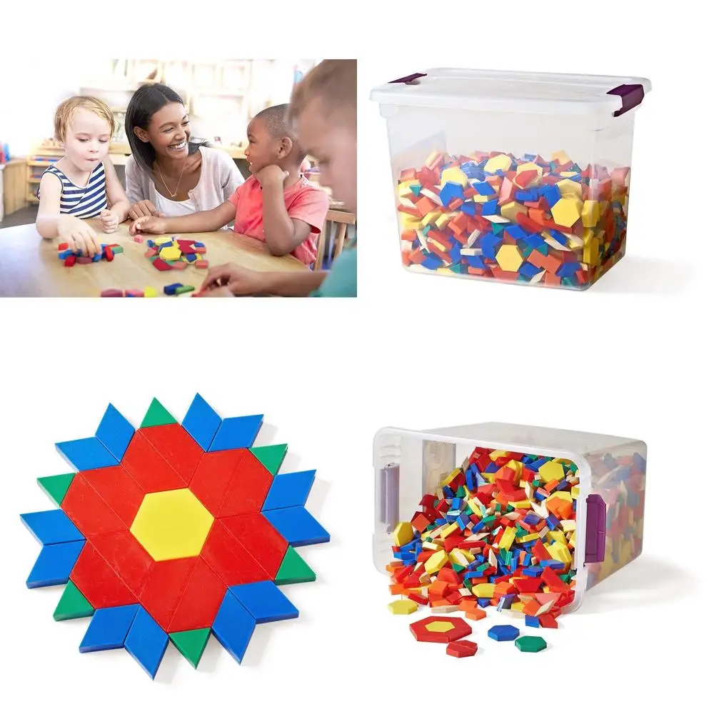 Blocchi con motivi educativi: set da 1,250 pezzi per bambini, Montessori, apprendimento geometrico, riconoscimento della forma e della simmetria