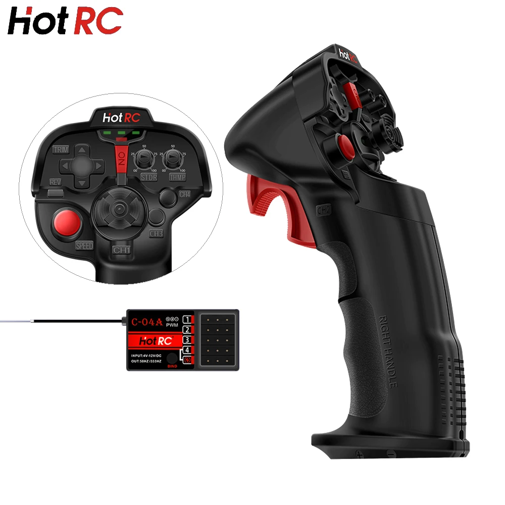 HotRC Armcore DS-4A 2.4G Trasmettitore del sistema radio RC a mano singola Ricevitore 4CH per RC Car Boat Aereo Fighter Pilot Style