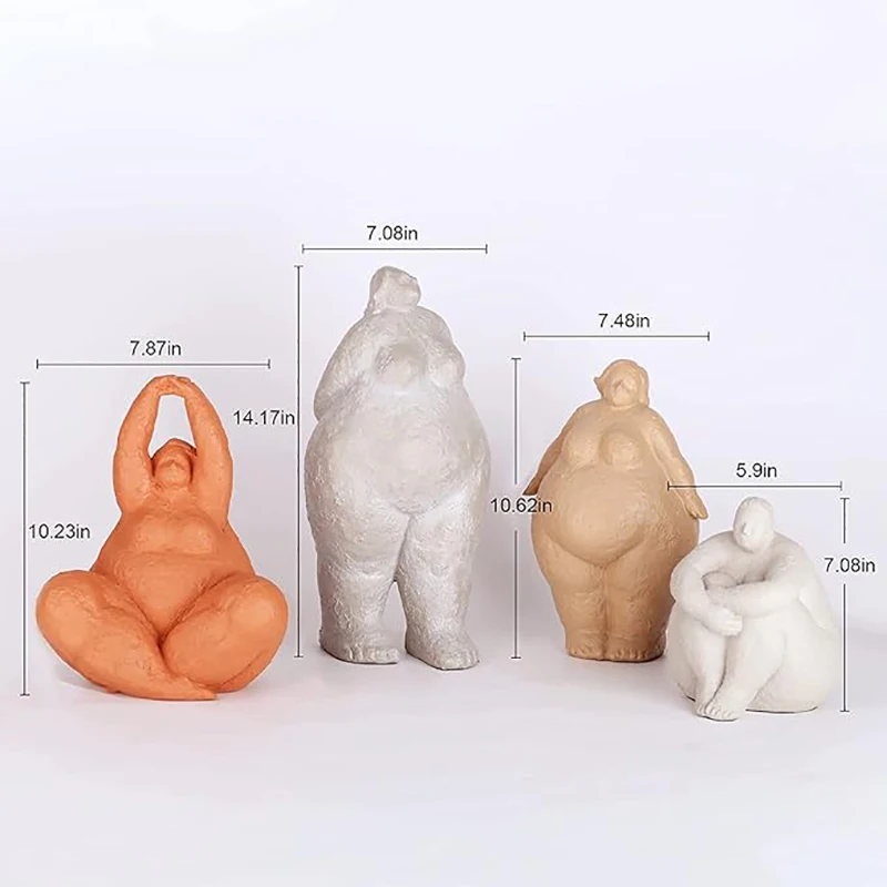Large Statues Home Living Room Desk Decoration Sculpture Modern Art Simple Resin Fat Woman Yoga Resin Lady Nordic Big Yellow