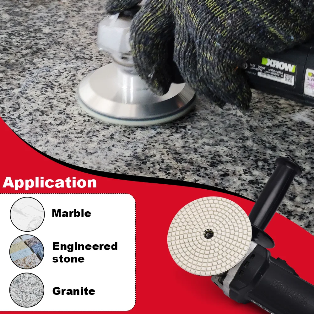 Casaverde 4 Inch/100mm 3Step Diamond Polishing Pads Wet Buff Disc for Sanding Granite Marble QuartzTile Glass Grinding Tools