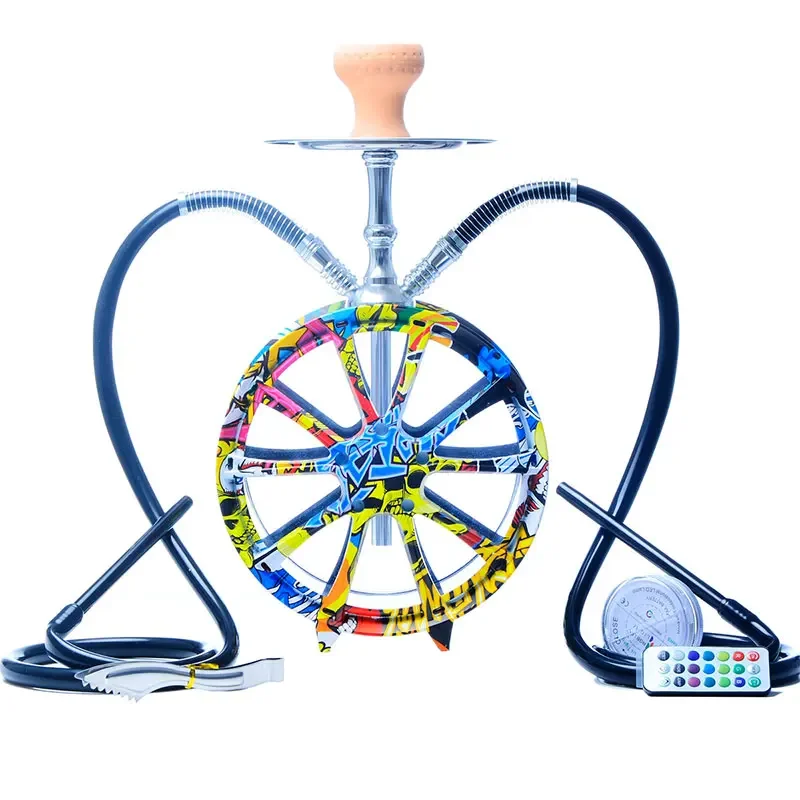 Pipe Hookah Set With Ceramic Sheesha Bowl Synthetic Leather Hose Metal Charcoal Tongs Chicha Narguile Smoking Pipe Tools