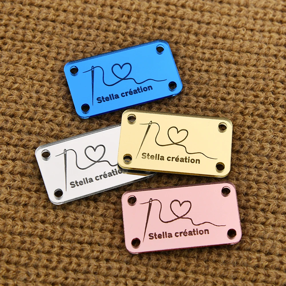 

Custom Mirror Acrylic Tags Laser Engraved Eco-Friendly 0.79"x1.38" Pre-Punched for DIY Crafts Home Decor Clothing Gifts Custom T